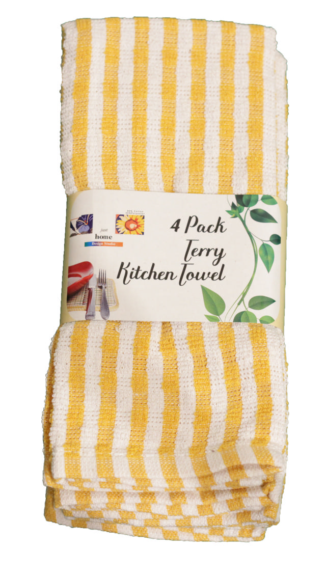 POP CORN KITCHEN TOWELS 4PCS 3 ASSORTED COLORS