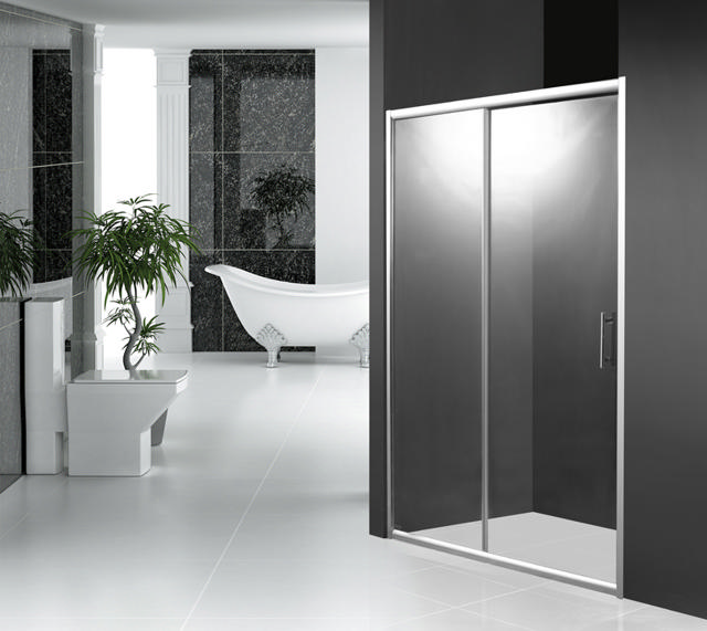 ROMA WALL TO WALL SHOWER CUBICLE 105-110X185CM 6ΜΜ CHROME FRAME/CLEAR GLASS