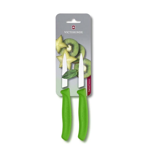 VICTORINOX PARING KNIFE 8CM GREEN 2PCS