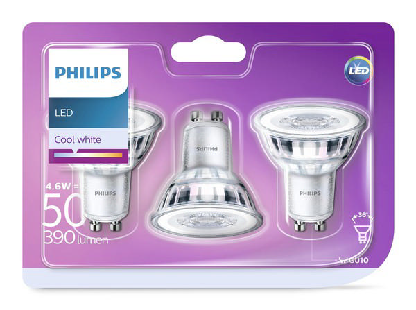 PHILIPS LED CLASSIC 50W GU10 CW X3