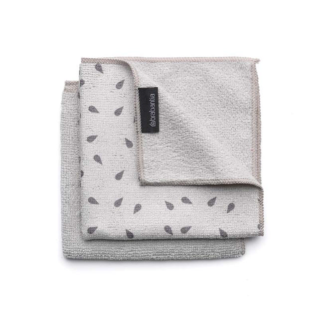 BRABANTIA MICROFIBRE DISH CLOTHS, 30 X 30 CM, SET OF 2 - LIGHT GREY