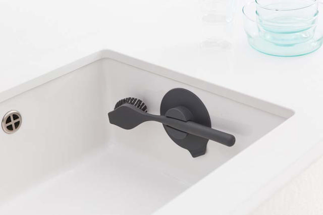 BRABANTIA DISH BRUSH WITH SUCTION CUP HOLDER - DARK GREY