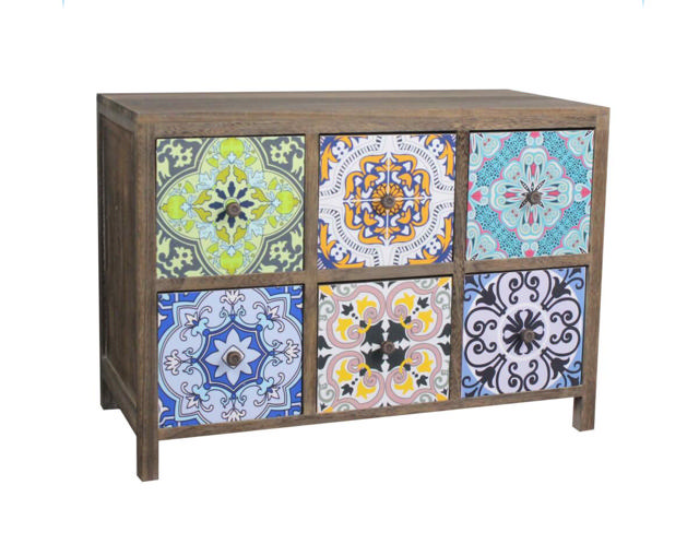 WOODEN CABINET 6 DRAWERS 67X32X48CM