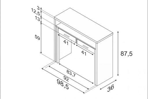 FORES HABITAT COMPUTER DESK 87.5X98.5X36CM WHITE