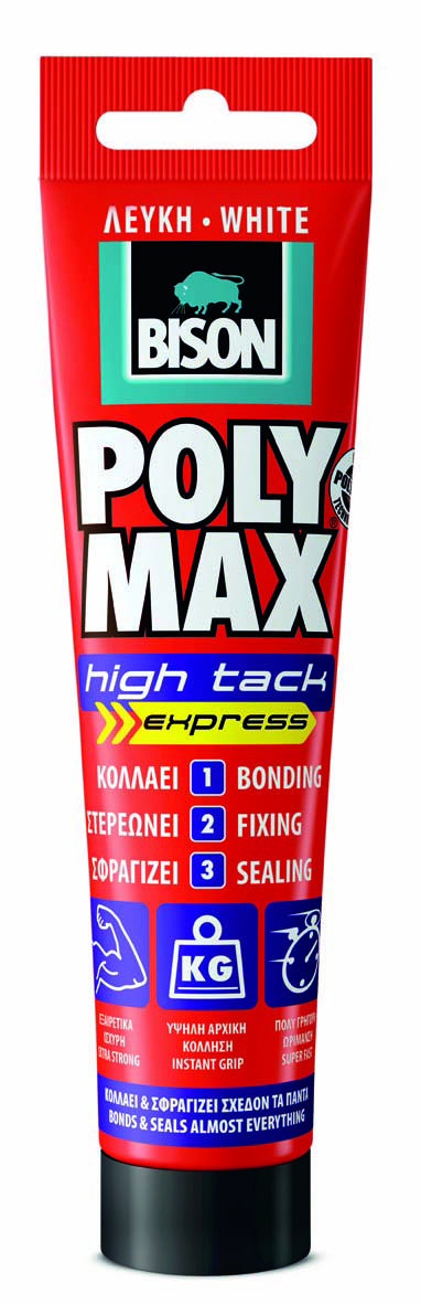 BISON POLY MAX WHITE HI TACK EXPRESS TUBE 165GR