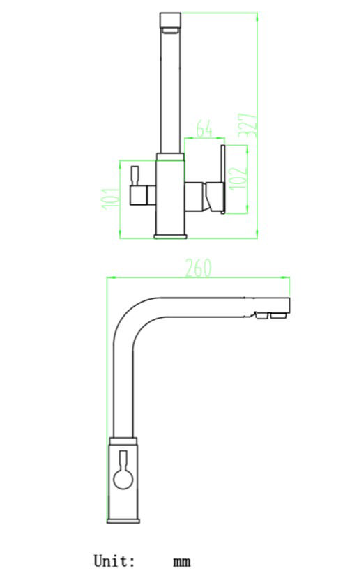 PLU RECTA 3WAY K.MIXER LONG L