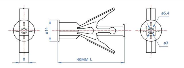 PLASTERBOARD ROBLAX PLASTIC 10X40MM 6PCS