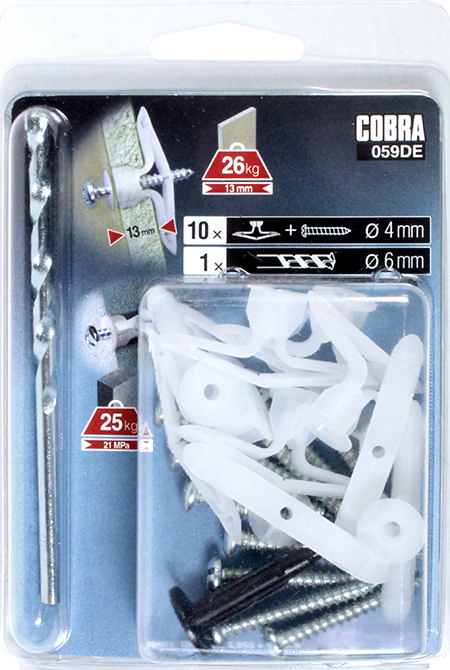 COBRA 059DE ΜΑΚΡΗΣ ΔΙΑΚΟΠΤΗΣ ΝΑΥΛΟΝ 6MM (+ ΒΙΔΕΣ + ΑΡΙΔΑ) 10PCS