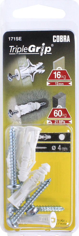 COBRA 171SE TRIPLE-GRIP 4MM WHITE (+ SCREWS) 5PCS