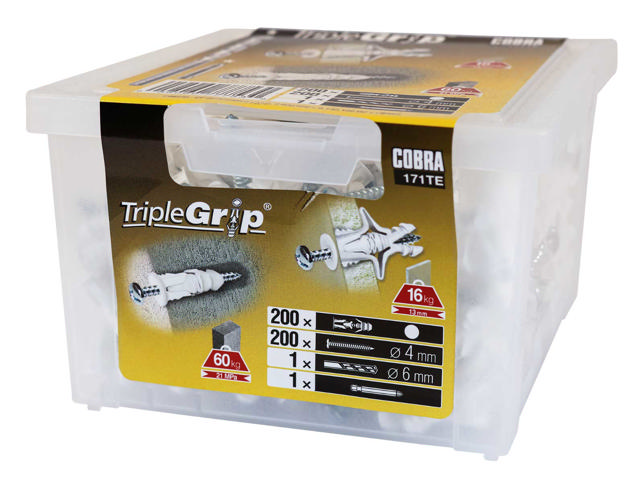 COBRA 171TE TRIPLE-GRIP 4MM WHITE (+ SCREWS +DRILL BIT) 200PCS