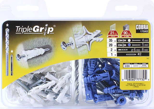 COBRA 175KE TRIPLE-GRIP 4MM WHITE- 5MM BLUE (+ SCREWS + 2X DRILL BIT) (35PCS+ 20PCS)