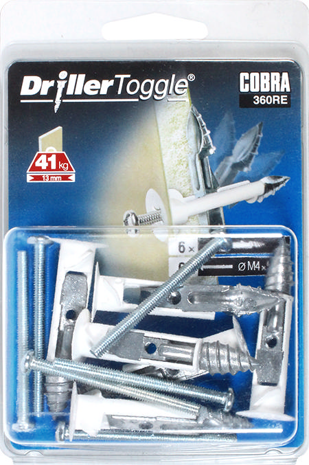 COBRA 360RE DRILLERTOGGLE 4MM X 50MM (+BOLTS) 6PCS