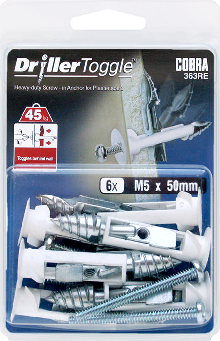 COBRA 363RE DRILLERTOGGLE 5MM X 50MM (+ BOLTS ) 6PCS