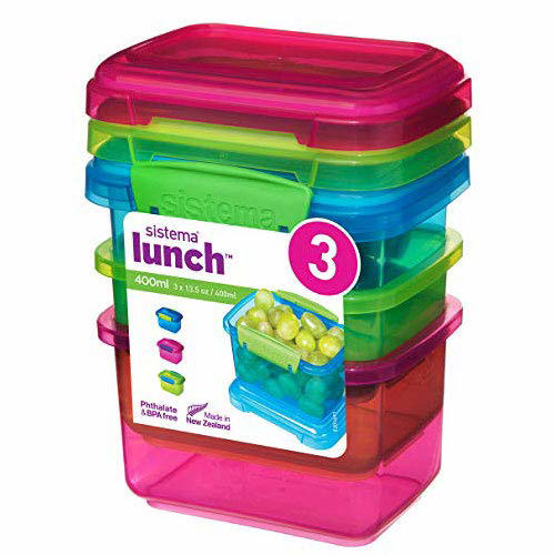 SISTEMA LUNCH BOX COLOR 3ΤΕΜ ΟΡΘΟΓΩΝΙΟ 400ML