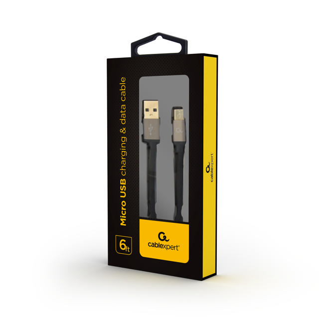 CABLEXPERT ΚΑΛΩΔΙΟ MICRO-USB ΜΕ ΜΑΜΒΑΚΕΡΟ ΚΑΛΥΜΜΑ ΚΑΙ ΜΕΤΑΛΛΙΚΕΣ ΥΠΟΔΟΧΕΣ, 1,8 Μ