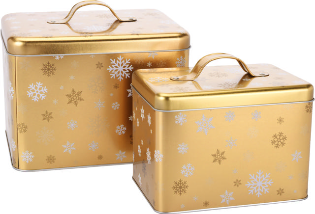 COOKIE TIN SET 2PCS GOLD