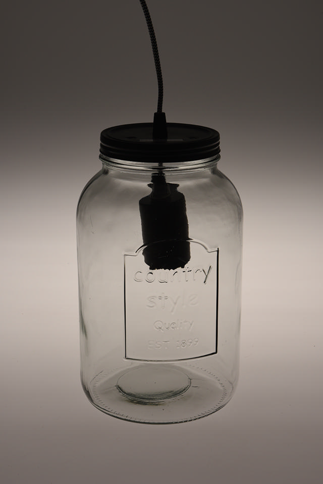 TABLE LAMP GLASS JAR 28CM