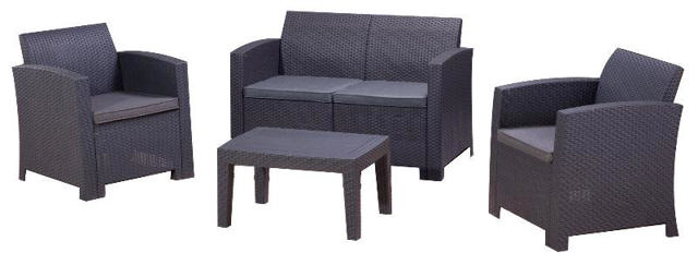 ALBERTA 2 SEAT SOFA SET 3PCS  - GREY