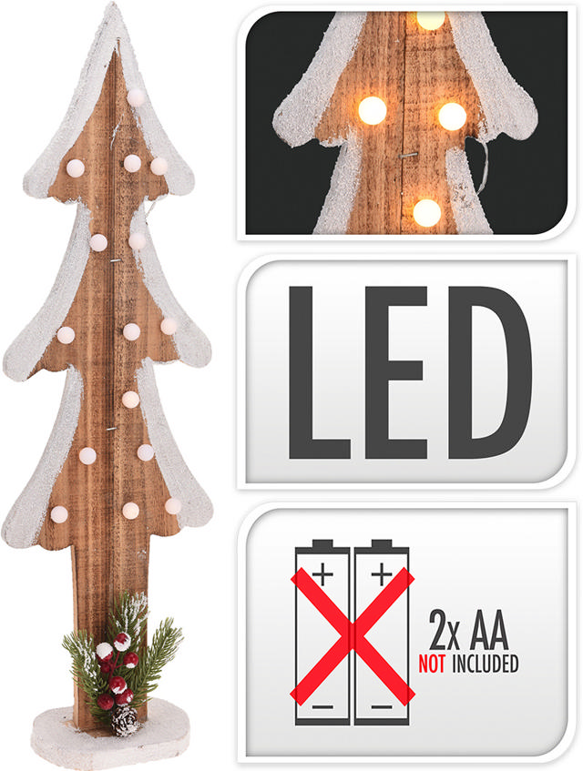 XMAS TREE WOOD 60CM 15 LED