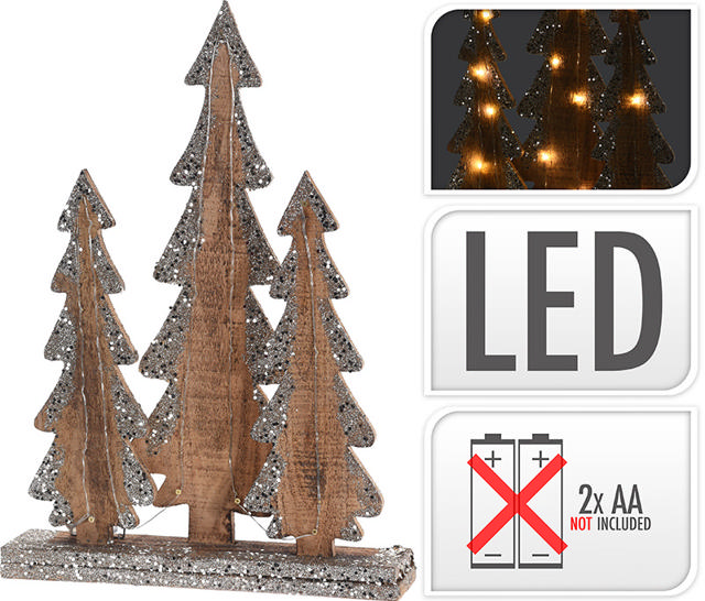 XMAS TREE 3PCS LED 40CM BROWN