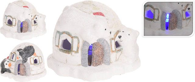 XMAS IGLOO HOUSE/BLUE LED 8CM