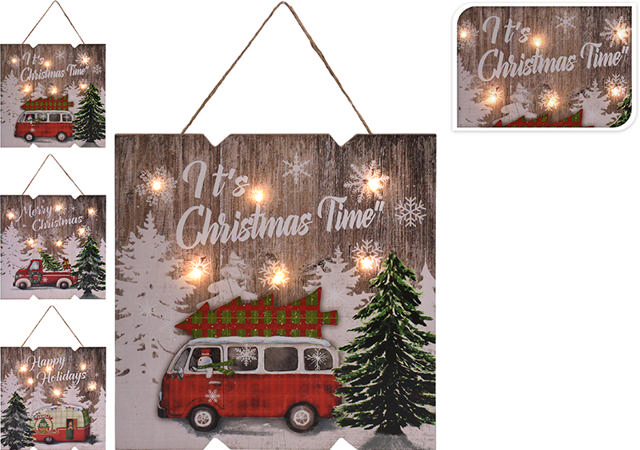 XMAS DECO FRAME WOOD LED 24CM