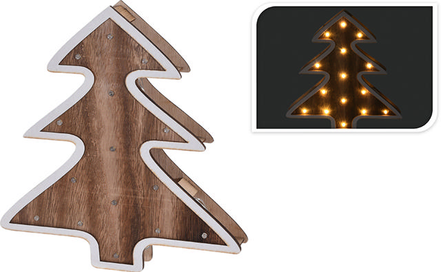 XMAS TREE WOOD 15LED 27CM