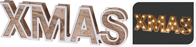 XMAS LETTERS WOOD 25 LED 38CM