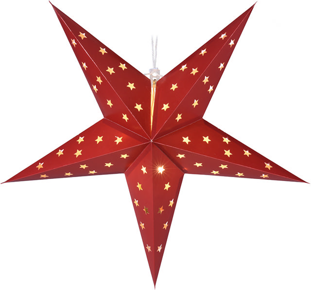 XMAS STAR PAPER LED 60CM RED