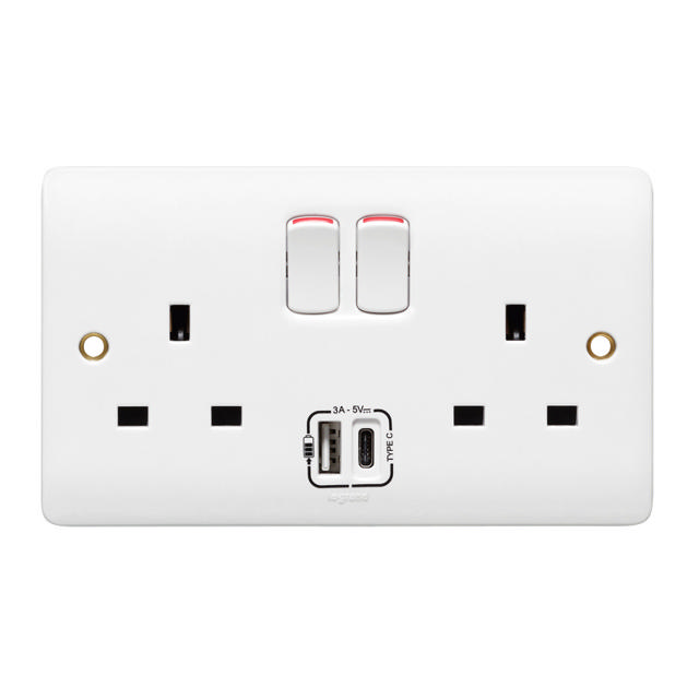 LEGRAND SYNERGY SOCKET WITH USB 13A 2 GANG