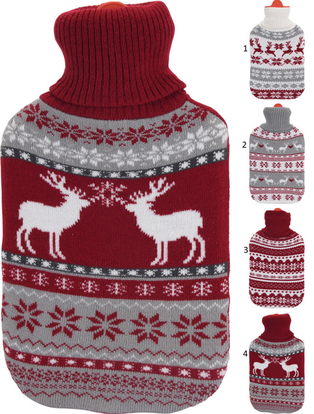 HOT WATER BOTTLE NORDIC 33X19CM 4 ASSORTED DESIGNS