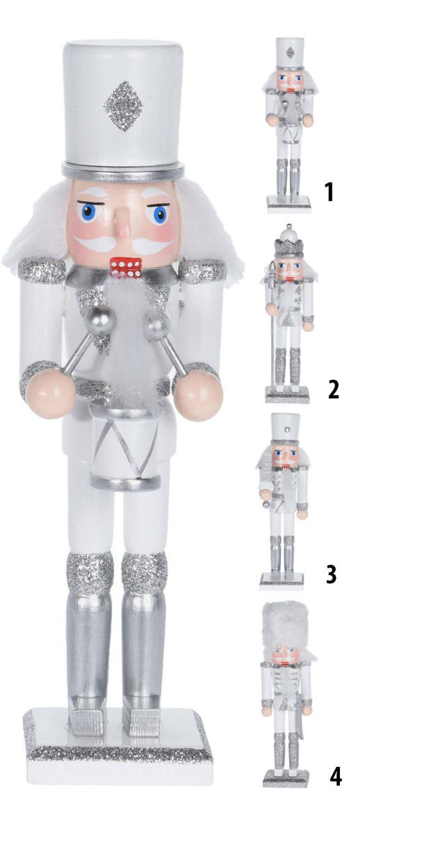 NUTCRACKER 18CM 4 ASSORTED DESIGNS SILVER