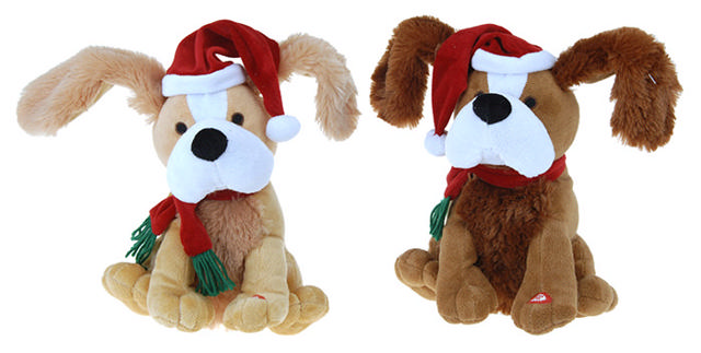 DOG XMAS 25CM WITH SCARF 2 ASSORTED DESIGNS