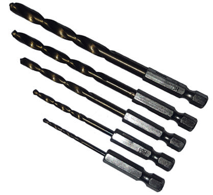 CROWNMAN 5PCS HEX HSS TITANIUM DRILLS 2-6mm