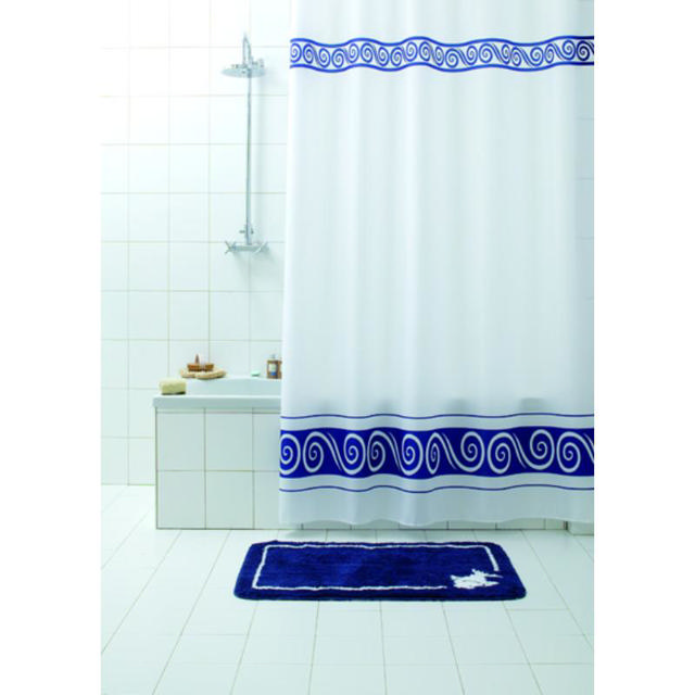 SHOWER CURTAIN TEXTILE RICCIOLO BLUE