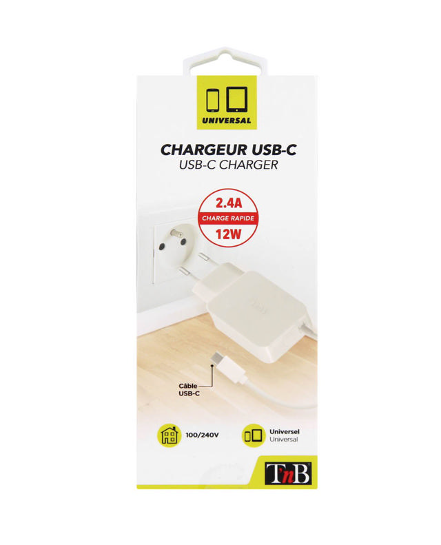 TNB 2.4A MAINS CHARG.USB-C WH