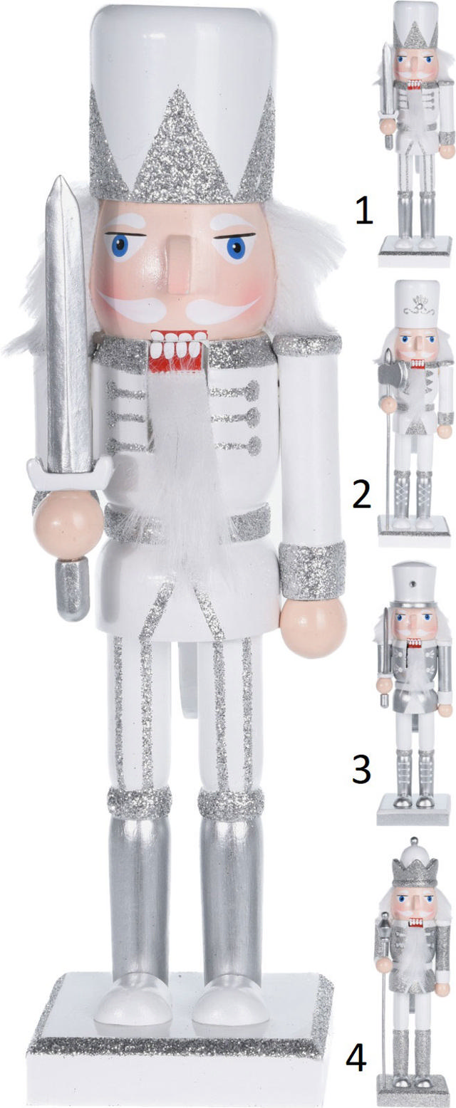 NUTCRACKER 25CM 4 ASSORTED DESIGNS SILVER