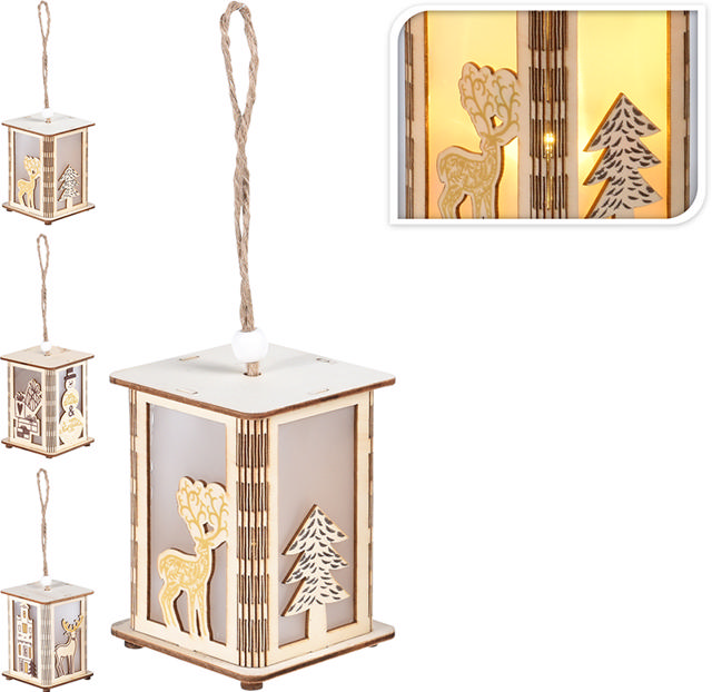 LANTERN WOOD HOLOGRAM LED 8CM