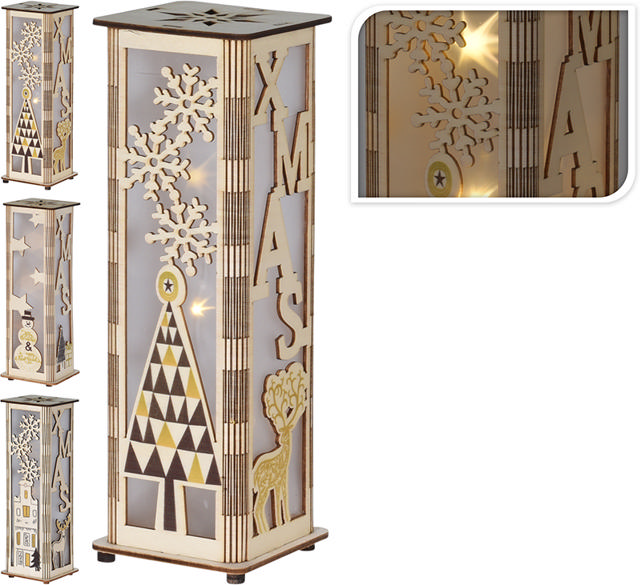 LANTERN WOOD HOLOGRAM LED 22CM