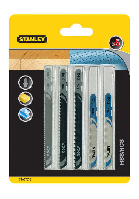 STANLEY BLADE JICSAW METAL/WOOD 5PC