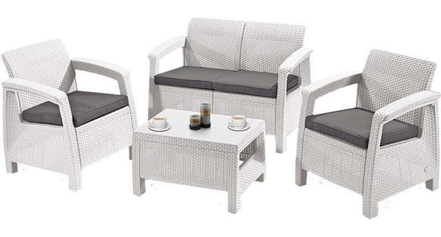 KETER CORFU 2 SEAT SOFA SET 4PCS - WHITE