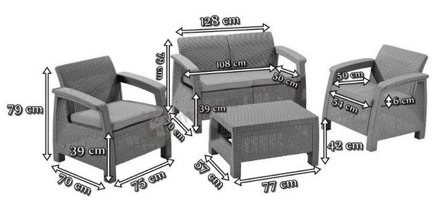 KETER CORFU 2 SEAT SOFA SET 4PCS - WHITE