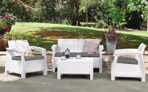 KETER CORFU 2 SEAT SOFA SET 4PCS - WHITE