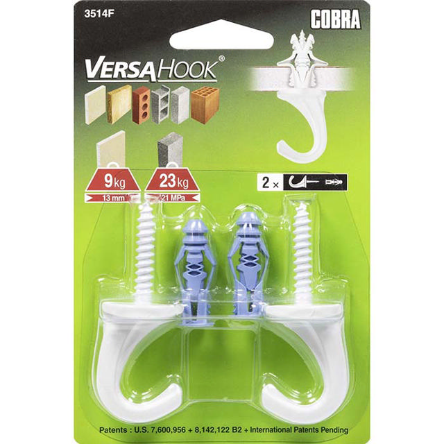 COBRA 3514F VERSAHOOK SMALL WHITE WITH TRIPLE GRIP 5MM 2PCS