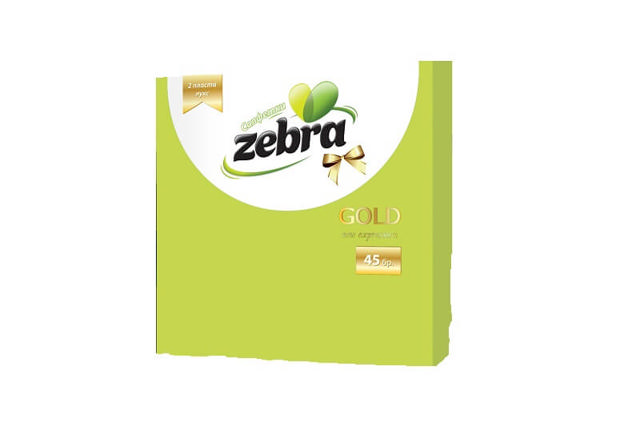 NAPKINS GOLD ZEBRA GREEN 33X33CM 45PCS