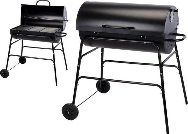 BBQ OIL DRUM TROLLEY ON WHEELS