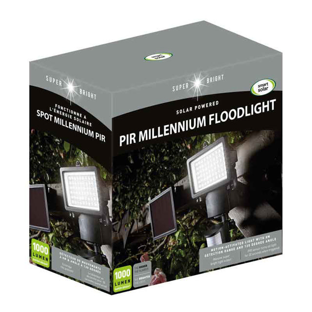 SMART SOLAR SUPER BRIGHT PIR MILLENNIUM FLOODLIGHT 1000 LUMEN