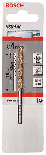 BOSCH HSS-TIN METAL DRILL DIN 338 4 X 43 X 75 MM