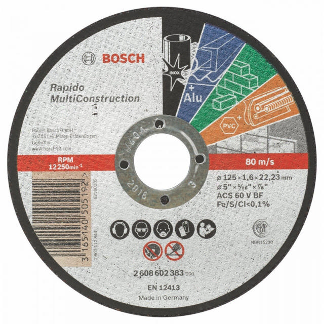 BOSCH RAPIDO ΔΙΣΚΟΣ ΚΟΠΗΣ ΕΠΙΠΕΔΟΣ ACS 46 V BF, 125 MM, 1,6 MM