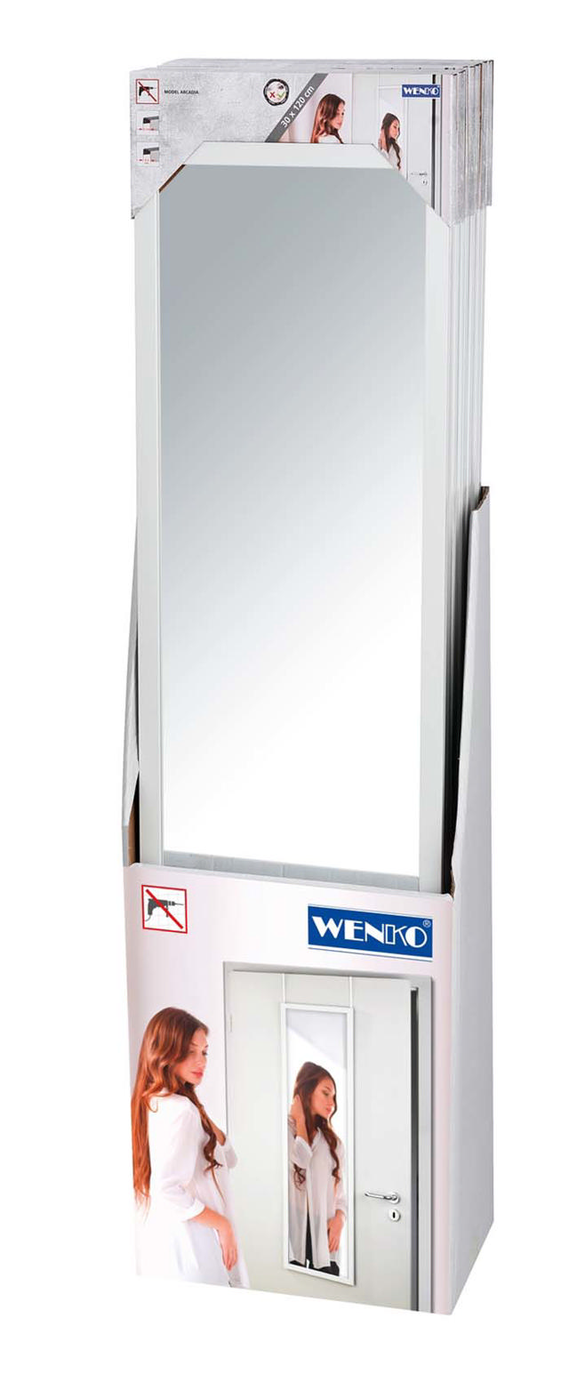 WENKO DOOR MIRROR ARCD WHT 120X30